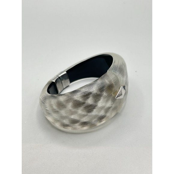 Alexis Bittar Clamper Bracelet Thick Wide Bangle Frosted Lucite Designer Signed - Picture 8 of 13